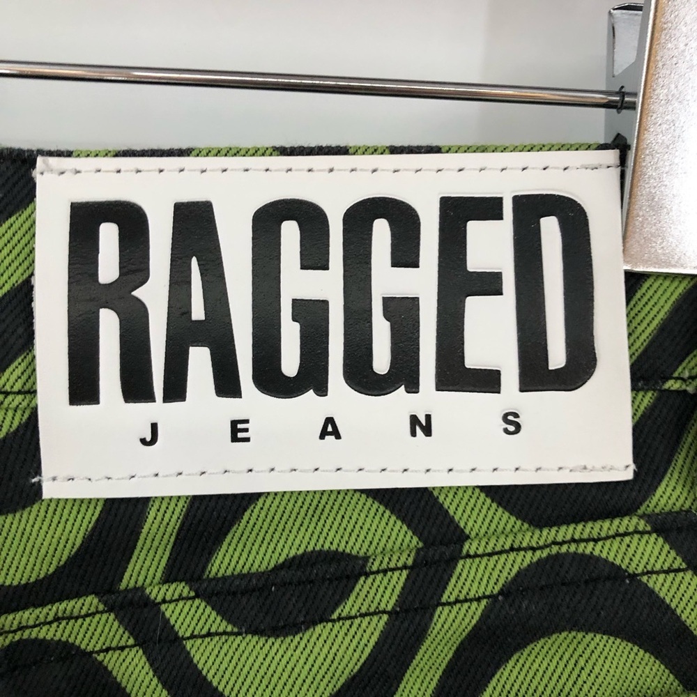 Ragged Priest 24 Dad Jeans Green Wave Print Black 0975 the wide leg straight - Picture 10 of 11